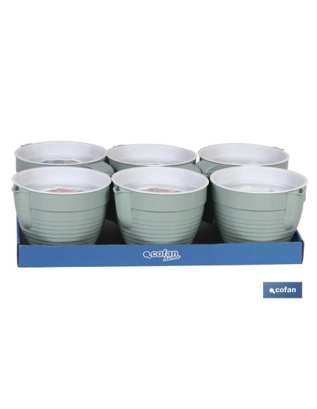 GRASERA COLADOR 500ml MODELO ALBAHACA VERDE AGUA 16.5X12X10cm