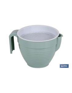 GRASERA COLADOR 500ml MODELO ALBAHACA VERDE AGUA 16.5X12X10cm venta unitaria