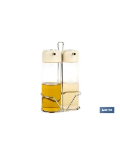 SET DE ACEITERA Y VINAGRERA GAMA LAUREL COLOR BEIGE