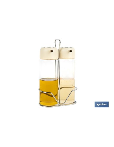 SET DE ACEITERA Y VINAGRERA GAMA LAUREL COLOR BEIGE