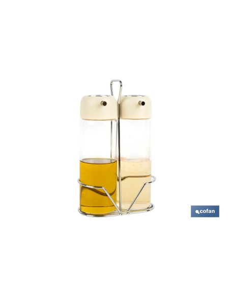 SET DE ACEITERA Y VINAGRERA GAMA LAUREL COLOR BEIGE