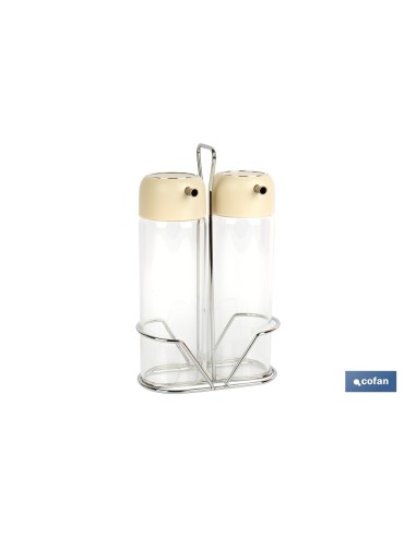 SET DE ACEITERA Y VINAGRERA GAMA LAUREL COLOR BEIGE