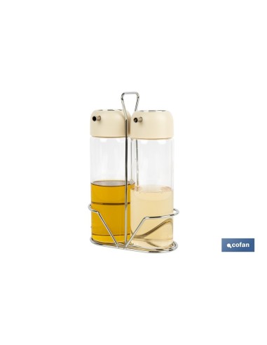 SET DE ACEITERA Y VINAGRERA GAMA LAUREL COLOR BEIGE