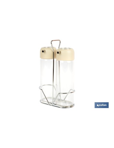 SET DE ACEITERA Y VINAGRERA GAMA LAUREL COLOR BEIGE