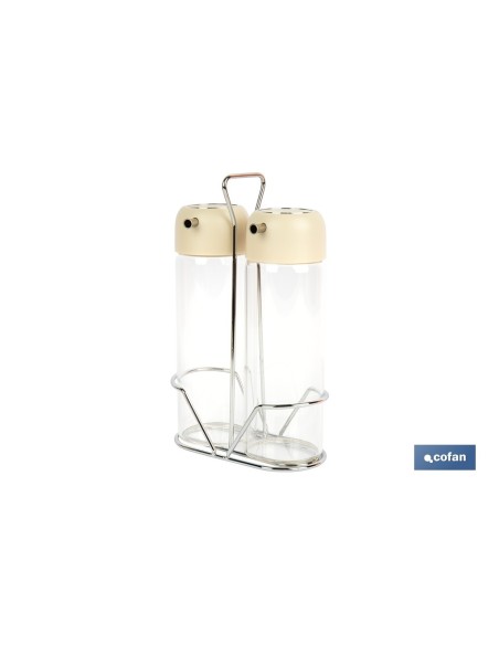 SET DE ACEITERA Y VINAGRERA GAMA LAUREL COLOR BEIGE