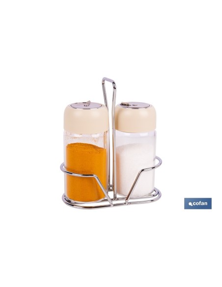 SET DE SALERO Y PIMENTERO GAMA LAUREL COLOR BEIGE