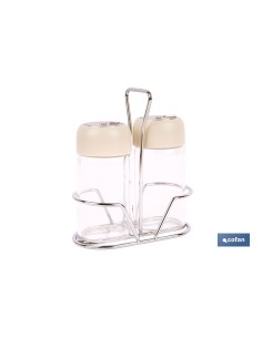 SET DE SALERO Y PIMENTERO GAMA LAUREL COLOR BEIGE 2