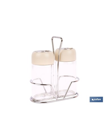 SET DE SALERO Y PIMENTERO GAMA LAUREL COLOR BEIGE