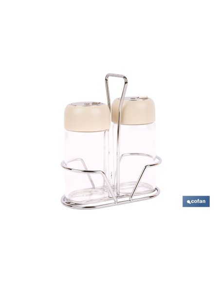 SET DE SALERO Y PIMENTERO GAMA LAUREL COLOR BEIGE