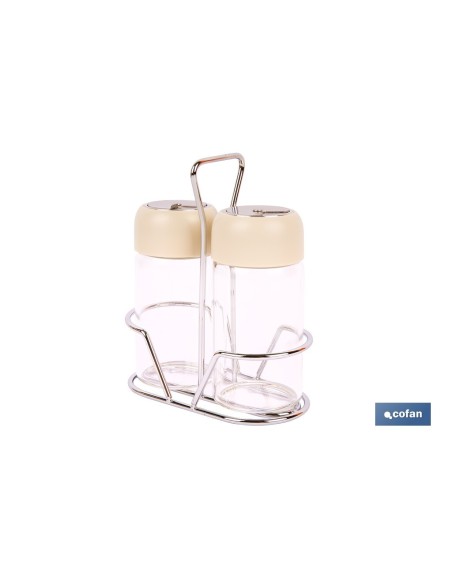 SET DE SALERO Y PIMENTERO GAMA LAUREL COLOR BEIGE