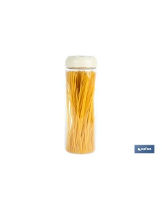 BOTE DE VIDRIO BOROSILICATO CON TAPA BEIGE GAMA LAUREL 1700 ML