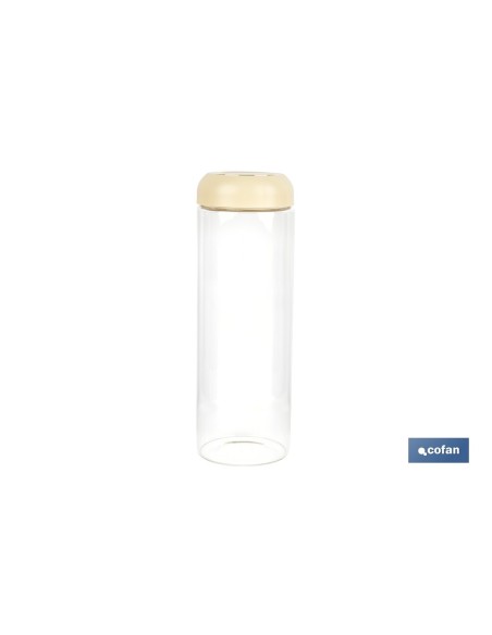 BOTE DE VIDRIO BOROSILICATO CON TAPA BEIGE GAMA LAUREL 1700 ML