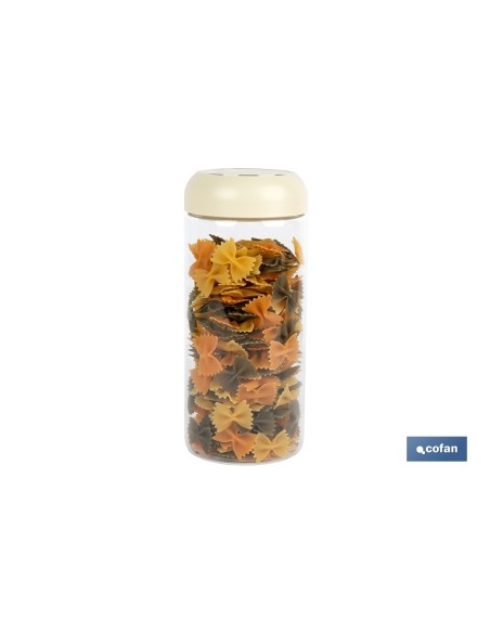 BOTE DE VIDRIO BOROSILICATO CON TAPA BEIGE GAMA LAUREL 1300 ML