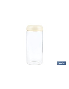 BOTE DE VIDRIO BOROSILICATO CON TAPA BEIGE GAMA LAUREL 1300 ML 2