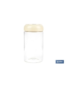 BOTE DE VIDRIO BOROSILICATO CON TAPA BEIGE GAMA LAUREL 1000 ML 2