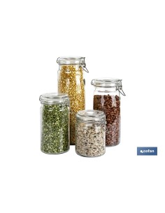 SET 4 FRASCOS CRISTAL+ CLIP ACERO 2100ML,1500ML,1150ML,750ML 2