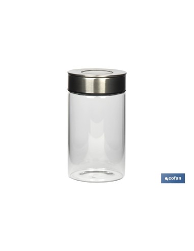 FRASCO BOROSILICATO+ACERO MODELO CICER 1000 ML 18.5 X 10 CM