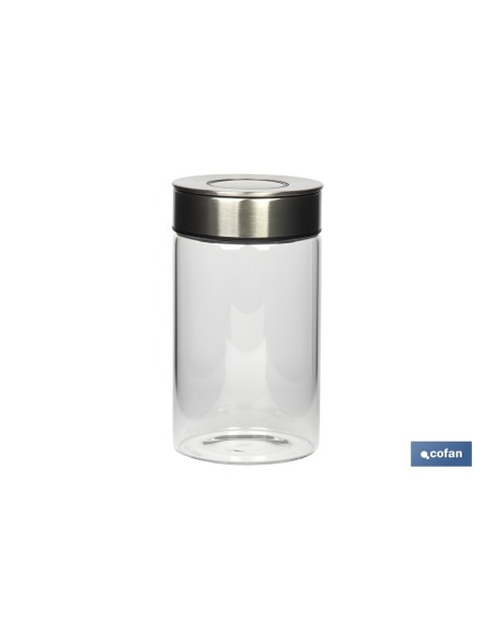 FRASCO BOROSILICATO+ACERO MODELO CICER 1000 ML 18.5 X 10 CM