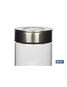 FRASCO BOROSILICATO+ACERO MODELO CICER 1000 ML 18.5 X 10 CM 2