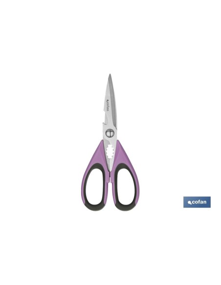 TIJERAS MORADAS DE ACERO INOX. MODELO SENA 22 CM