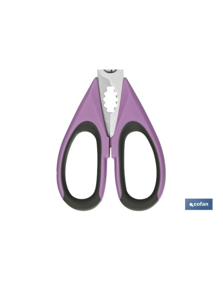 TIJERAS MORADAS DE ACERO INOX. MODELO SENA 22 CM