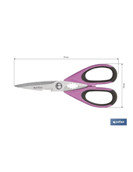 TIJERAS MORADAS DE ACERO INOX. MODELO SENA 22 CM