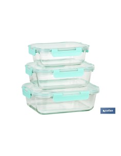 SET DE 3 RECIPIENTES DE BOROSILICATO MODELO AGATHA 640 ML -1040 ML-1520 ML