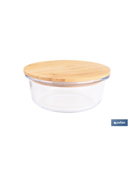 SET DE 2 RECIPIENTES DE BOROSILICATO CON TAPA DE BAMBÚ MODELO PANDA 620 ML - 950 ML