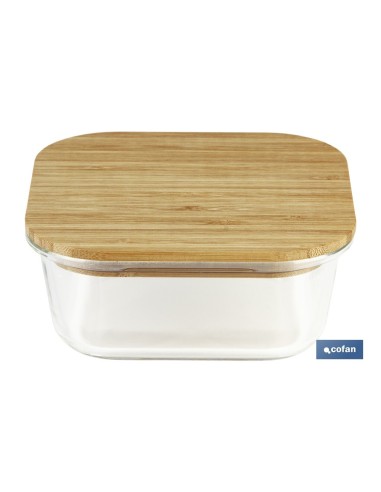 SET DE 2 RECIPIENTES DE BOROSILICATO CON TAPA DE BAMBÚ MODELO PANDA 520 ML - 800 ML