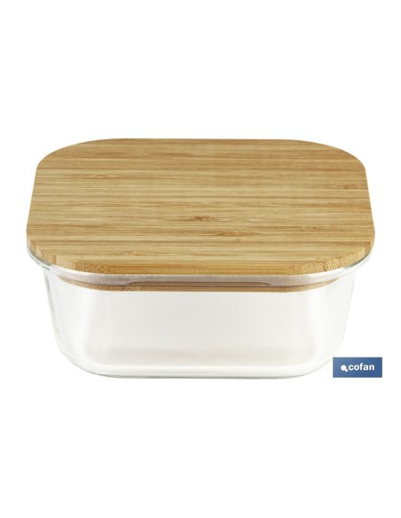 SET DE 2 RECIPIENTES DE BOROSILICATO CON TAPA DE BAMBÚ MODELO PANDA 520 ML - 800 ML