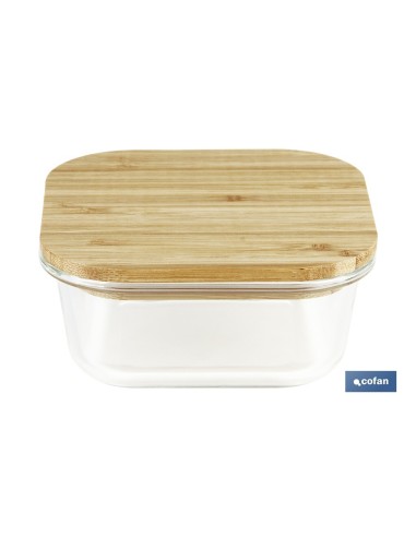 SET DE 2 RECIPIENTES DE BOROSILICATO CON TAPA DE BAMBÚ MODELO PANDA 520 ML - 800 ML