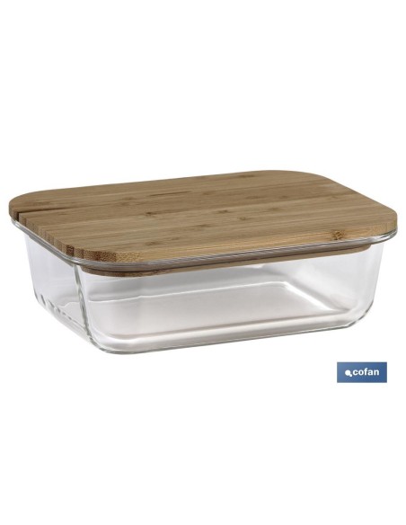 SET DE 3 RECIPIENTES DE BOROSILICATO CON TAPA DE BAMBÚ MODELO PANDA 640 ML-1040 ML -1520 ML