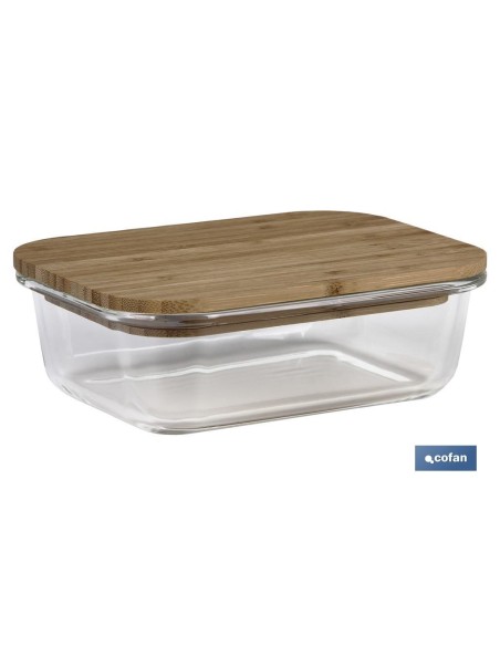 SET DE 3 RECIPIENTES DE BOROSILICATO CON TAPA DE BAMBÚ MODELO PANDA 640 ML-1040 ML -1520 ML