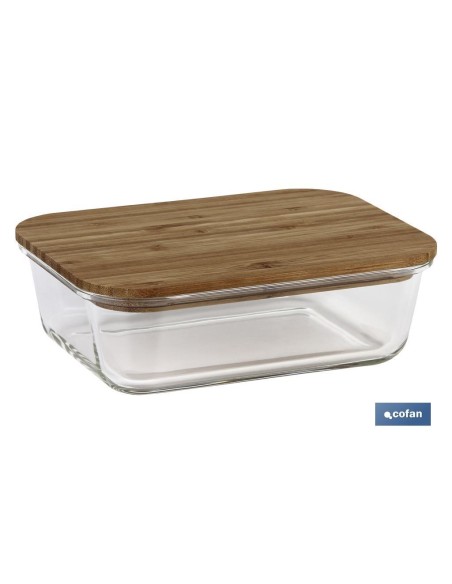 SET DE 3 RECIPIENTES DE BOROSILICATO CON TAPA DE BAMBÚ MODELO PANDA 640 ML-1040 ML -1520 ML