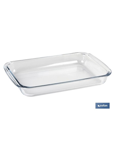 SET DE 3 FUENTES RECTANGULARES DE VIDRIO BOROSILICATO MODELO BARITINA 1600ML-2200ML-3000ML