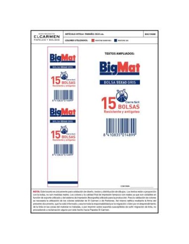 BOLSA DE BASURA CIERRA FACIL GRIS 55X60 (15 BOLSAS/ROLLO) EL CARMEN