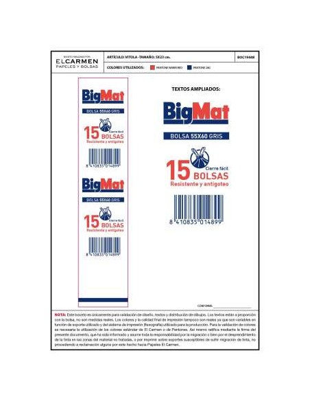 BOLSA DE BASURA CIERRA FACIL GRIS 55X60 (15 BOLSAS/ROLLO) EL CARMEN