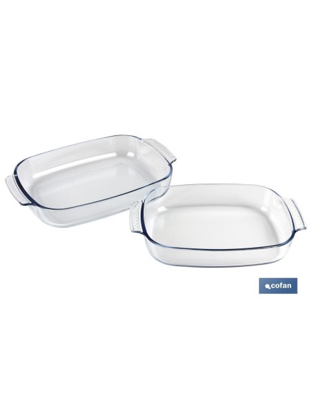 SET DE 2 FUENTES OVALADAS ANCHAS DE VIDRIO BOROSILICATO MODELO BARITINA 2700 ML - 3800 ML