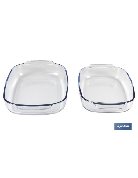 SET DE 2 FUENTES OVALADAS ANCHAS DE VIDRIO BOROSILICATO MODELO BARITINA 2700 ML - 3800 ML