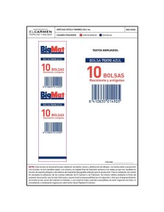 BOLSA DE BASURA DOMESTICA AZUL 75X90 (10 BOLSAS/ROLLO) EL CARMEN