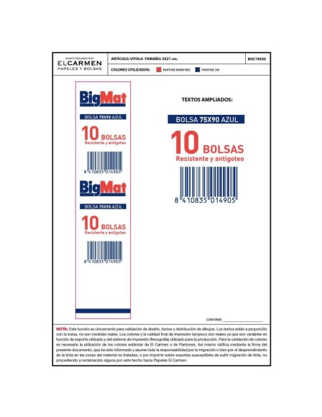 BOLSA DE BASURA DOMESTICA AZUL 75X90 (10 BOLSAS/ROLLO) EL CARMEN