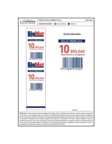BOLSA DE BASURA DOMESTICA AZUL 75X90 (10 BOLSAS/ROLLO) EL CARMEN