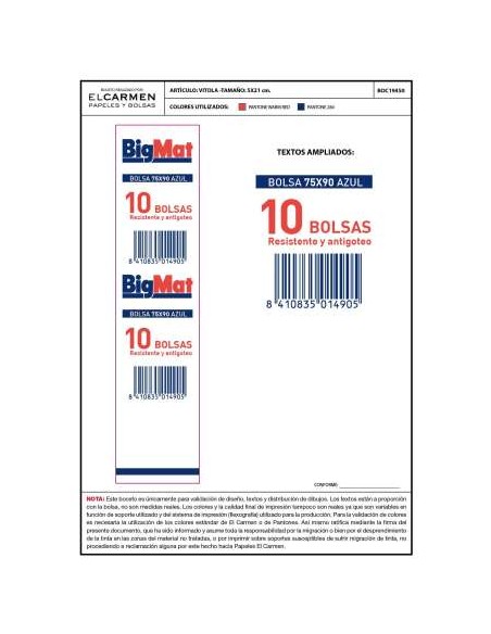 BOLSA DE BASURA DOMESTICA AZUL 75X90 (10 BOLSAS/ROLLO) EL CARMEN
