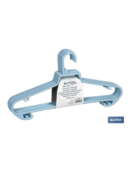 PACK DE 6 PERCHAS AZULES CLARO 38 X18 CM