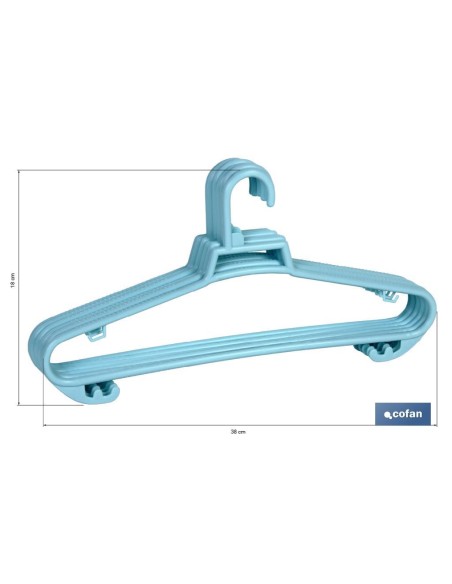 PACK DE 6 PERCHAS AZULES CLARO 38 X18 CM