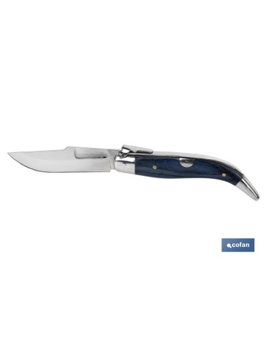 NAVAJA CLÁSICA DE TEJA CON 8 CM. DE HOJA COLOR AZUL