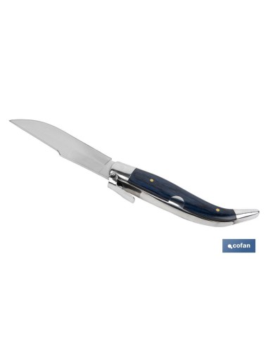 NAVAJA CLÁSICA DE TEJA CON 8 CM. DE HOJA COLOR AZUL