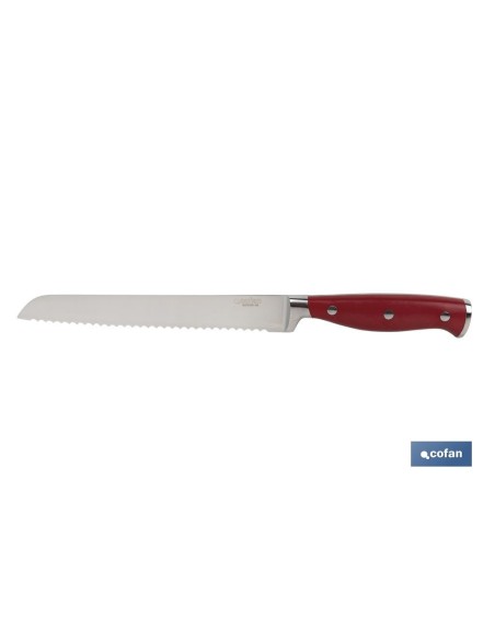 CUCHILLO PANERO HOJA 21cm MODELO AGUACEJO ROJO