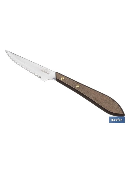 PACK 3 CUCHILLO CHULETERO MICRODENTADO HOJA 10cm MODELO GULASH COLOR NOGAL