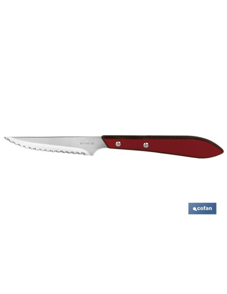 PACK 3 CUCHILLO CHULETERO MICRODENTADO HOJA 10cm MODELO GULASH ROJO